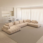 Modern L-Shape Frosted Cloth Sofa Chaise front view