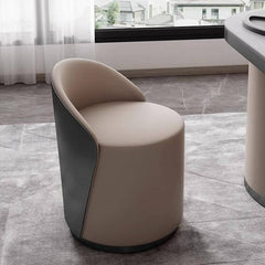 Modern light grey vanity stool with soft upholstery