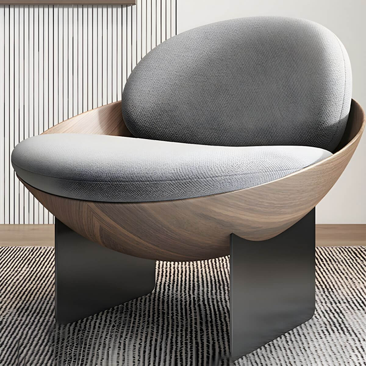 Modern Papasan Chair with Cushion Back Image principale du produit