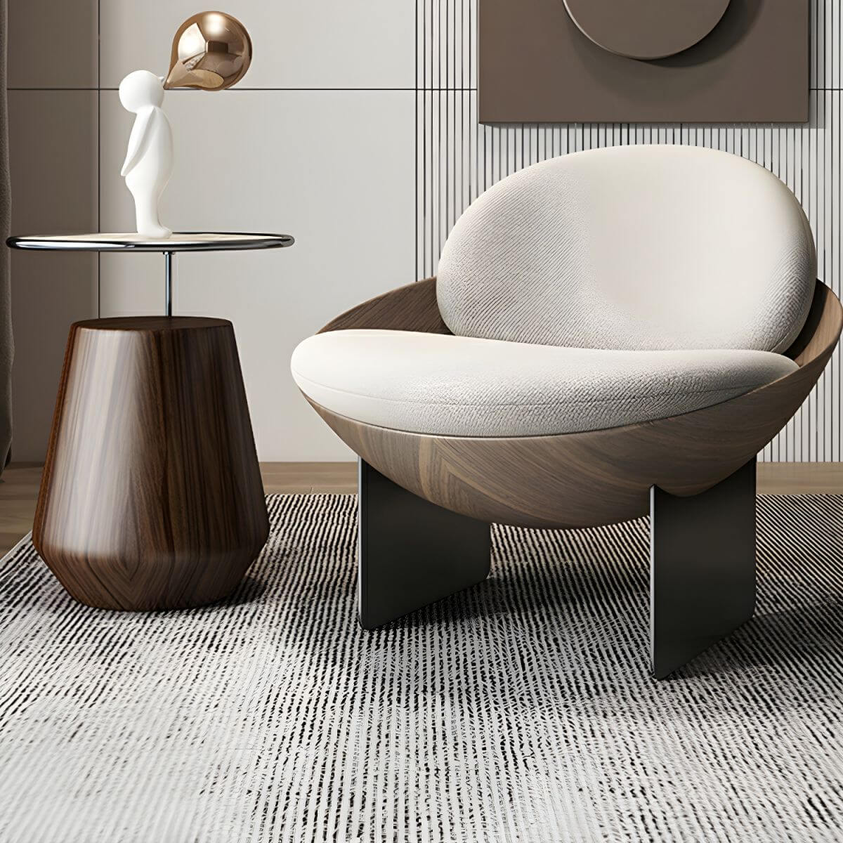 Fauteuil Papasan Moderne avec Coussin Dorsal et Soutien Lombo-Dorsal pour un Assis Confortable et Élégant Image secondaire du produit