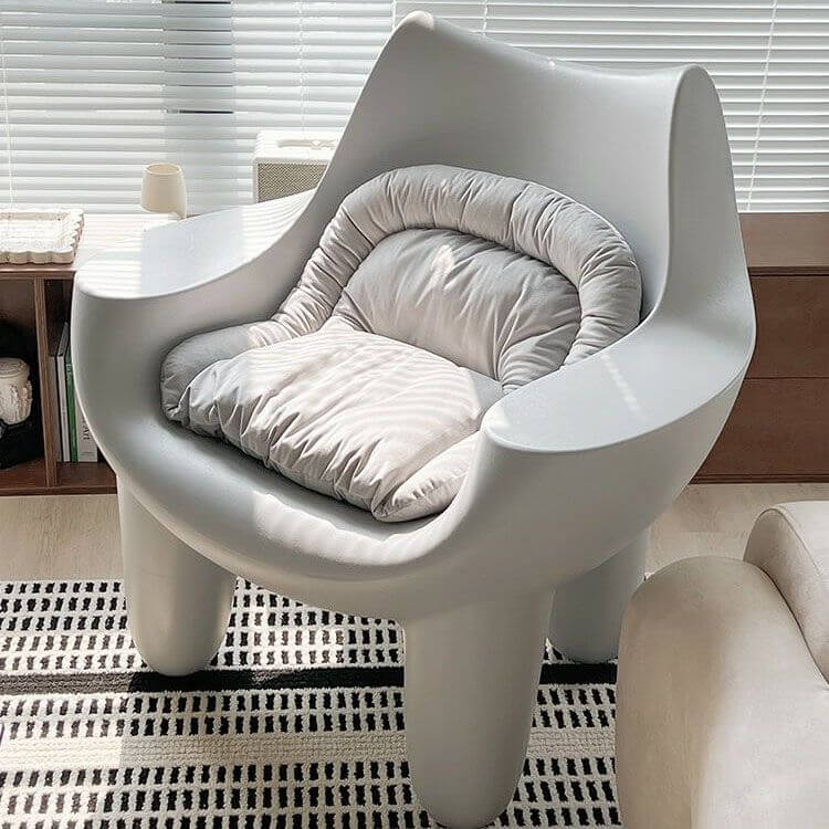 Modern Plastic Arm Chair grey cushions Image principale du produit