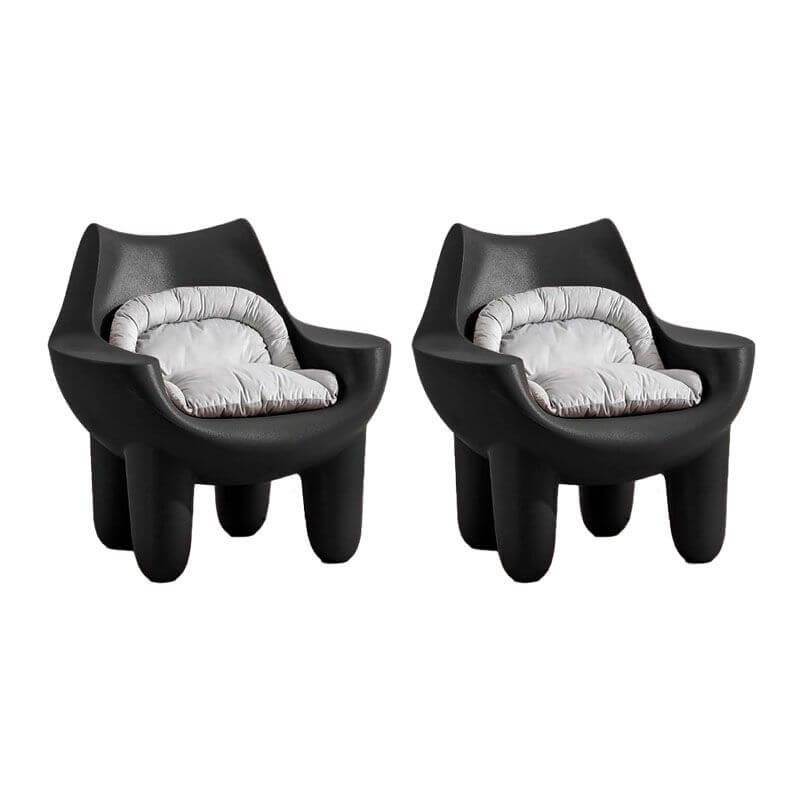 Durable plastic frame arm chair with grey cushioning