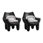 Durable plastic frame arm chair with grey cushioning