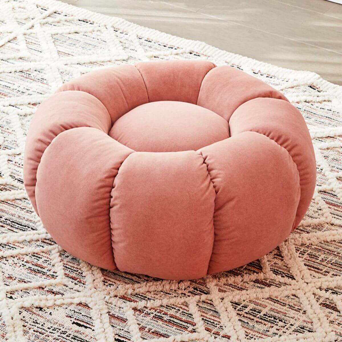 Modern pumpkin shape ottoman in pink Hauptbild