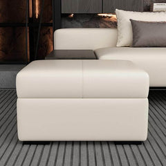 Modern rectangle faux leather storage ottoman in dark gray