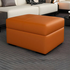 Elegant gray faux leather ottoman for home decor