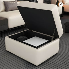 Flip top storage ottoman with black legs