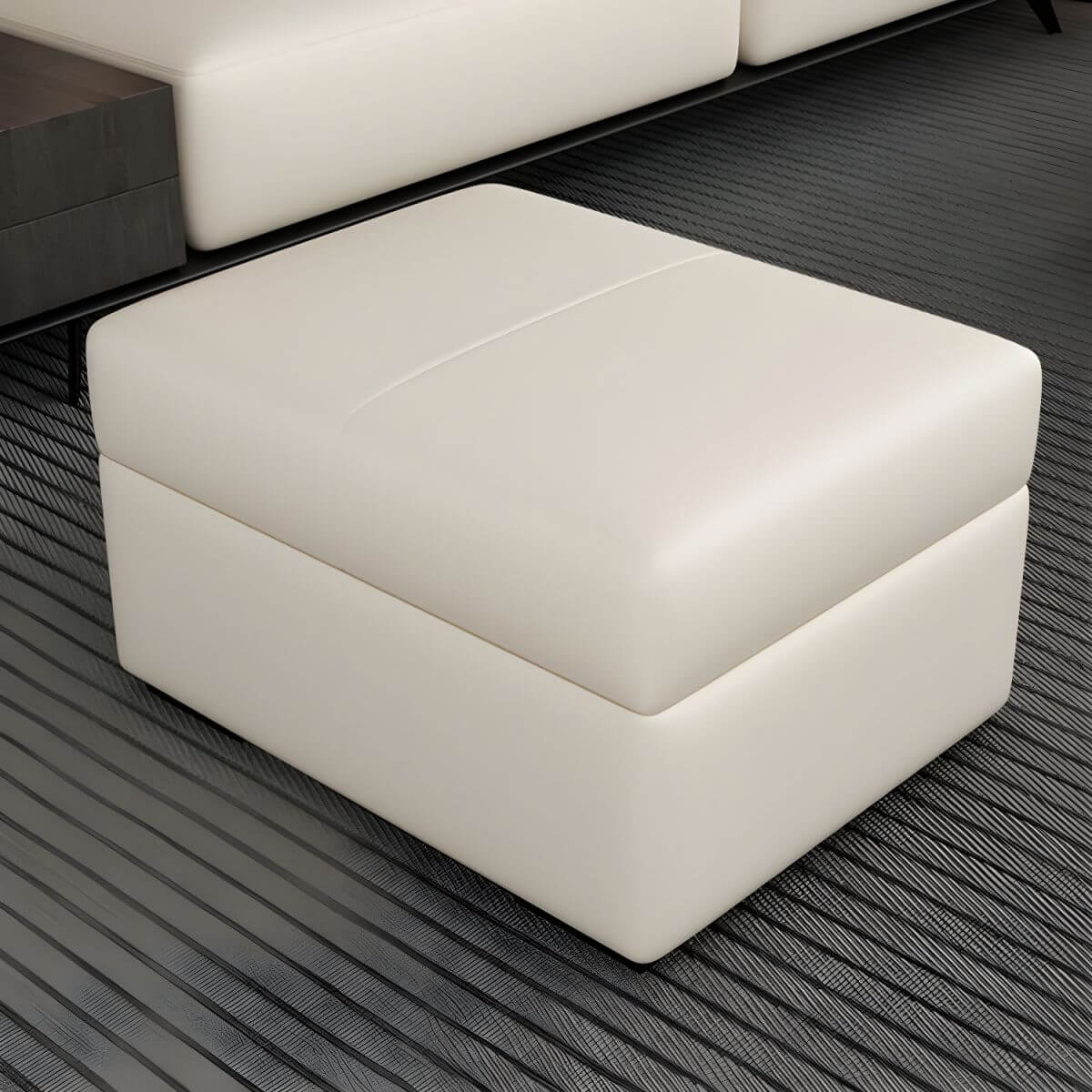 Stylish faux leather ottoman for living room