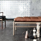 Short upholstered bench ideal for hallways