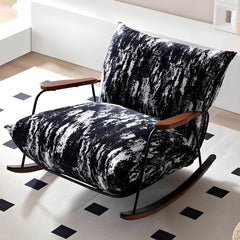 Gray-white rocking chair with pillow back