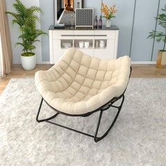 Grey modern rocking chair with black legs