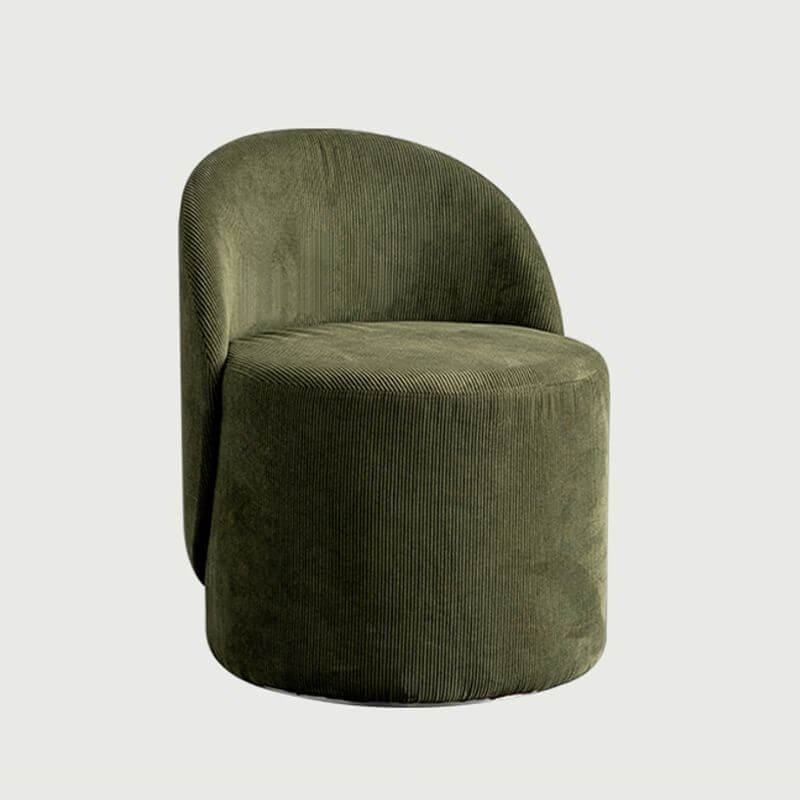 Corduroy Upholstered Round Ottoman