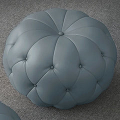 Modern Footrest in Light Blue Faux Leather Style