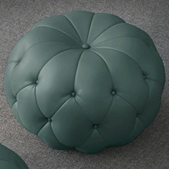 Chic Close-up of Tufting on Faux Leather Ottoman