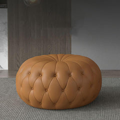 Elegant Round Ottoman in Grey for Chic Interiors