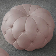 Contemporary Ottoman in White Faux Leather