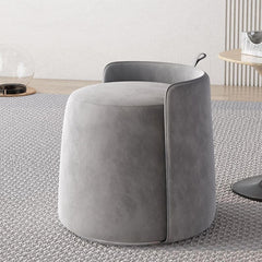 Modern Silver Microfiber Pouf Ottoman with Accessories