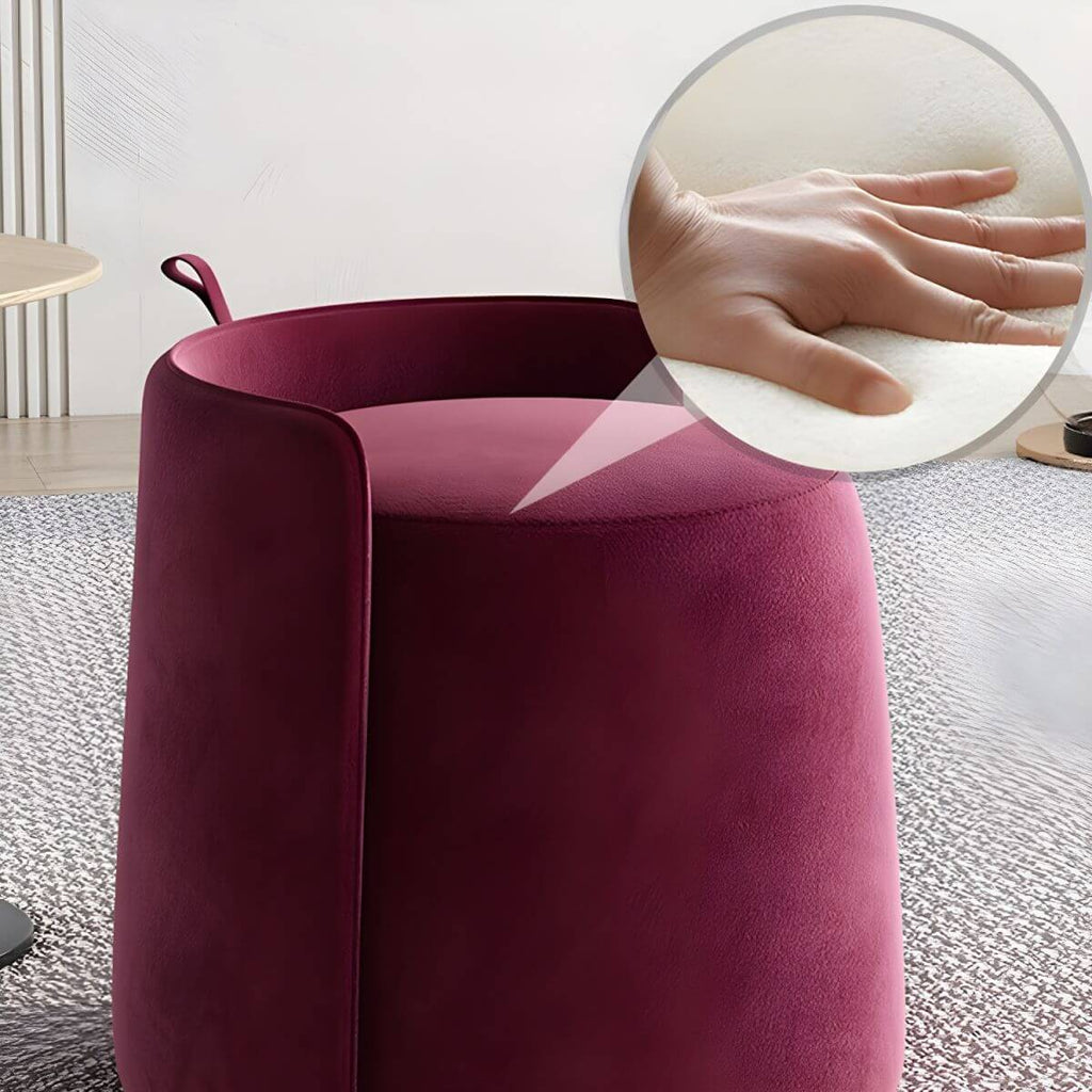 Modern Silver Pouf Ottoman with Silver Legs