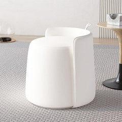 Modern Silver Microfiber Pouf Ottoman Side View