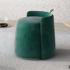 Modern Silver Microfiber Pouf Ottoman Front View