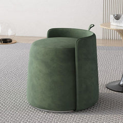 Modern Silver Microfiber Pouf with Decorative Elements