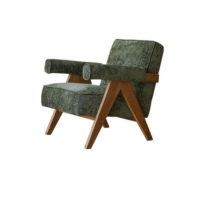 plush cushion back arm chair in ivory