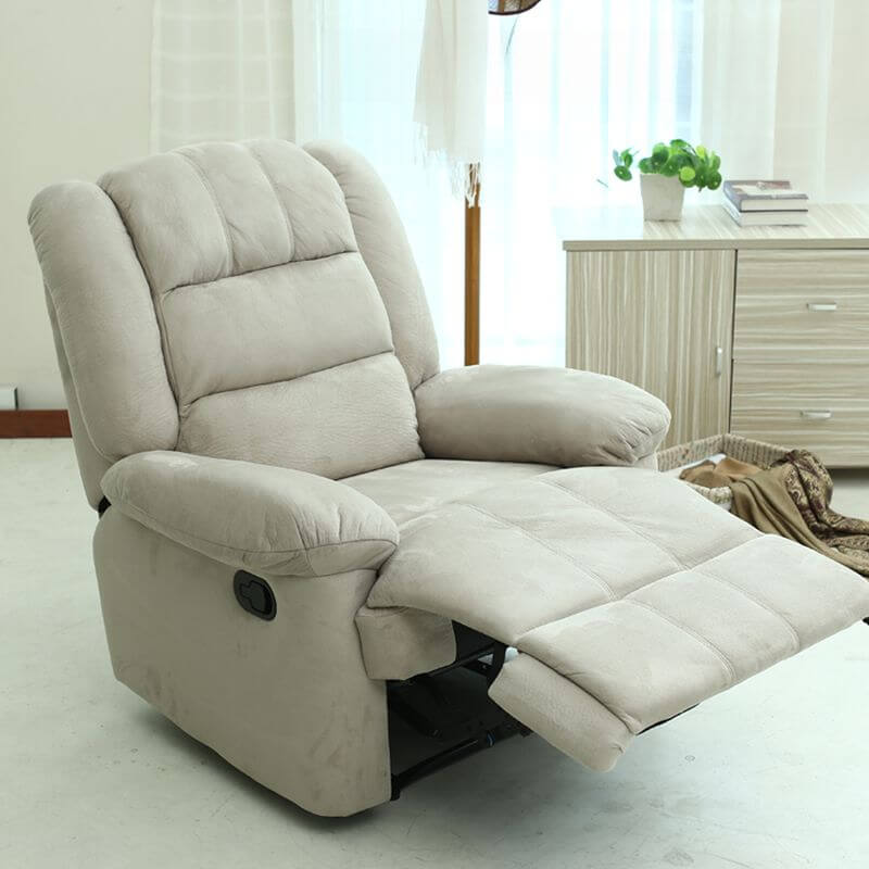 Modern Simple Style Metal Recliner with Turned Base, Detachable Cushion, Locking Back Angle, and Independent Foot Movement Secondary image