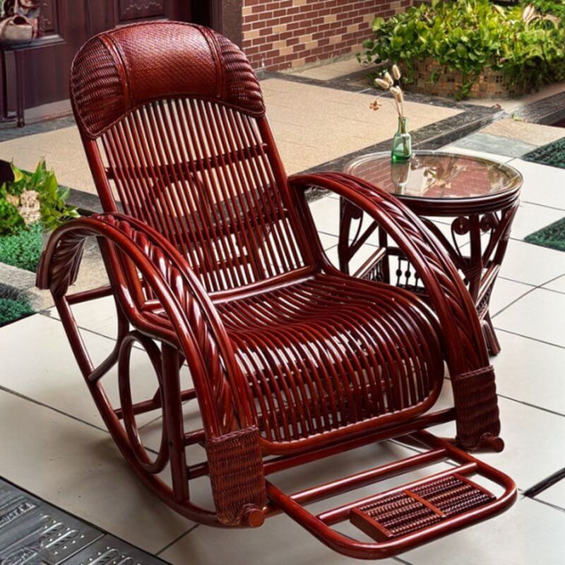 Moderner einfacher Stil Rattan Schaukelstühle für die Veranda mit gepolstertem Track Arm Zweitbild