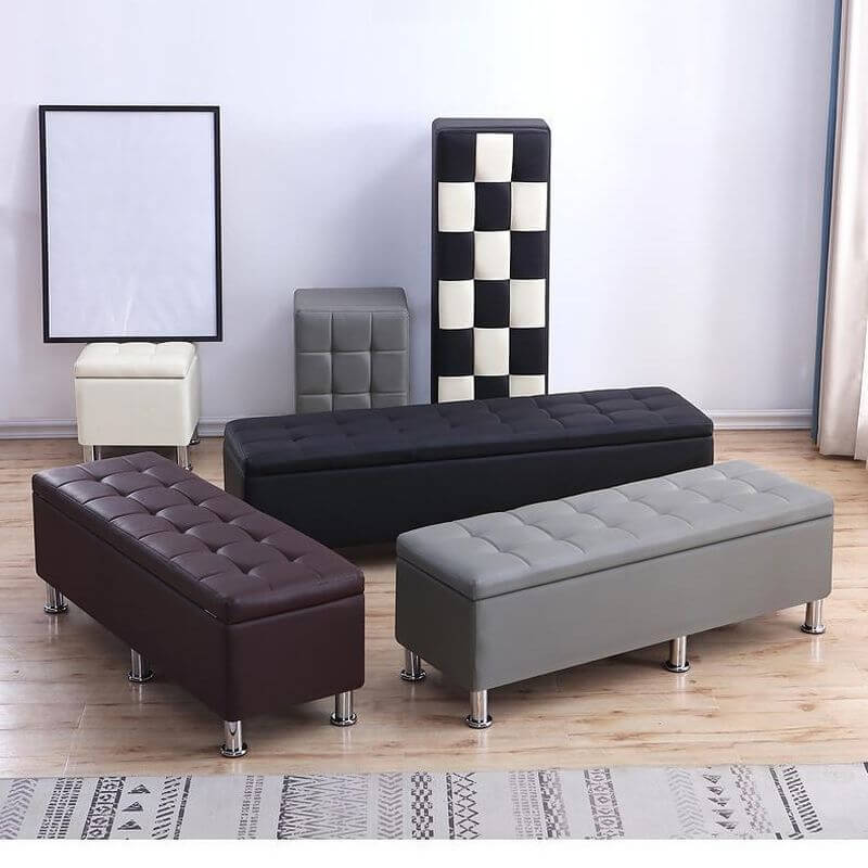 Modern Simple Style Rectangular Ottoman in Carmine Hauptbild