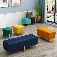 Modern rectangular ottoman in azure color