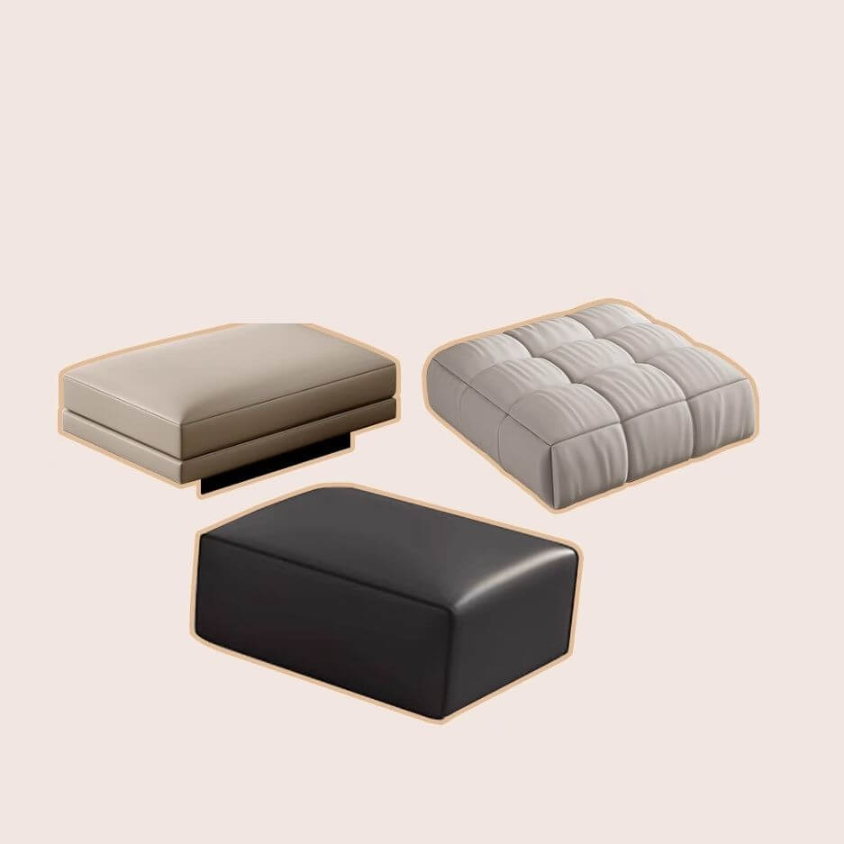 Beige modern footstool with sponge filling