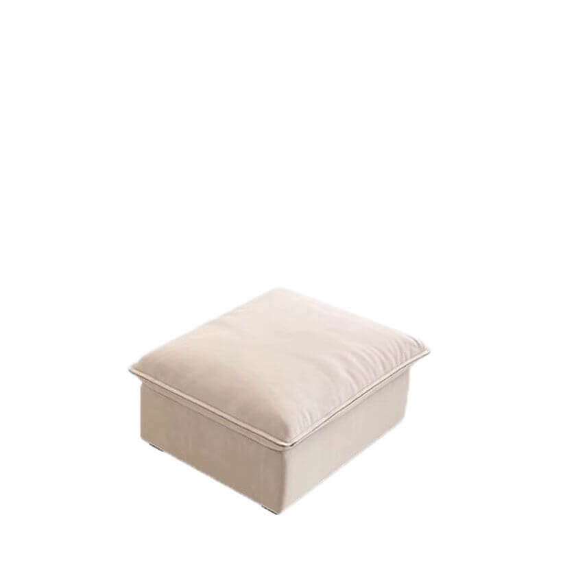 Solid color footstool used as extra seating