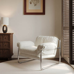 White ivory armchair with pillow back