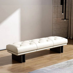 Solid color leather bench with clean lines