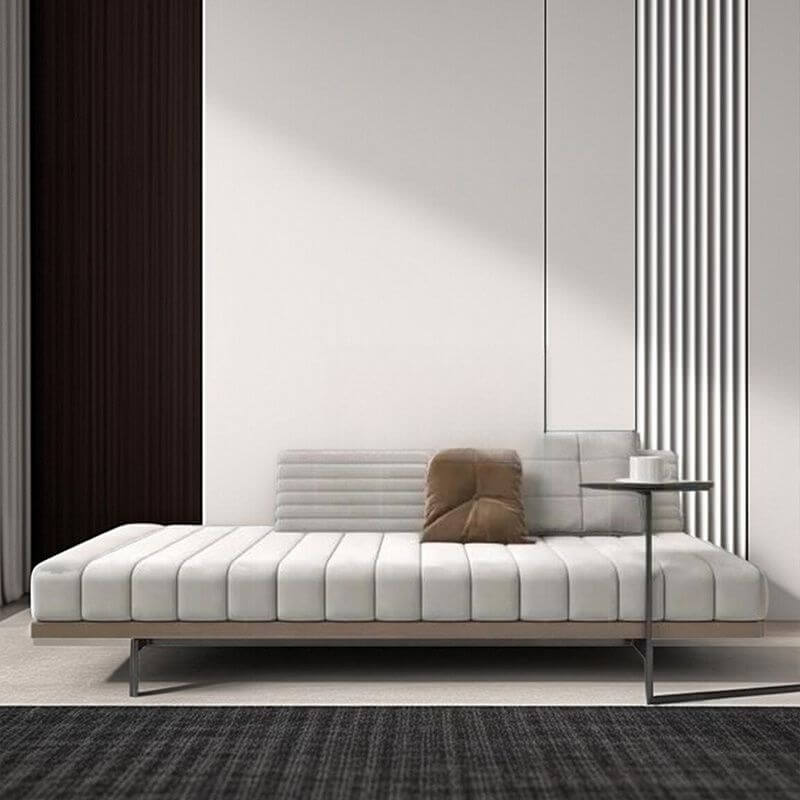 Cozy indoor chaise in solid color grey