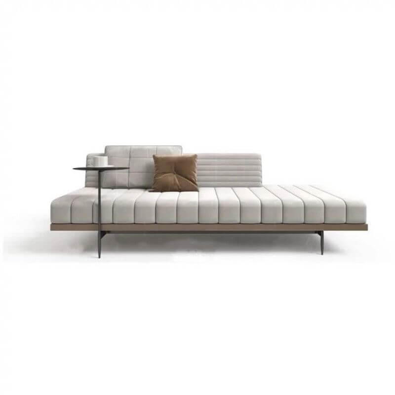 Elegant wooden frame gray chaise lounge
