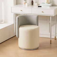 Beige vanity stool with turned swivel design