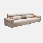 Cozy ivory sofa paired with decorative pillows