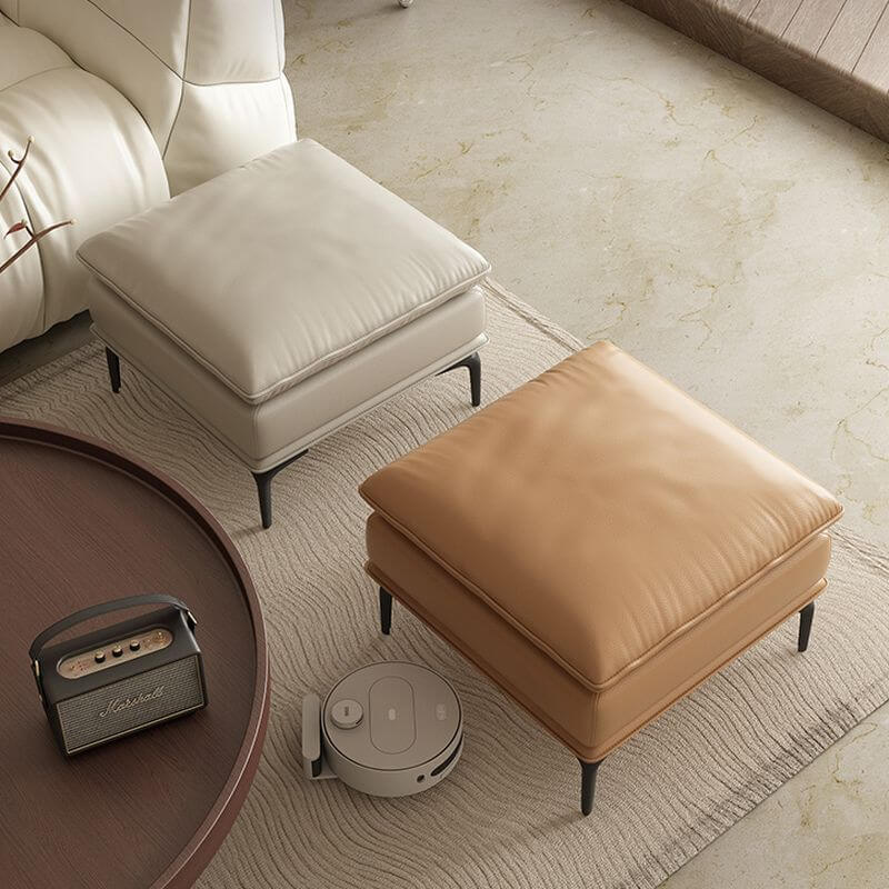 Modern Solid Color Ottoman in Amber Tan