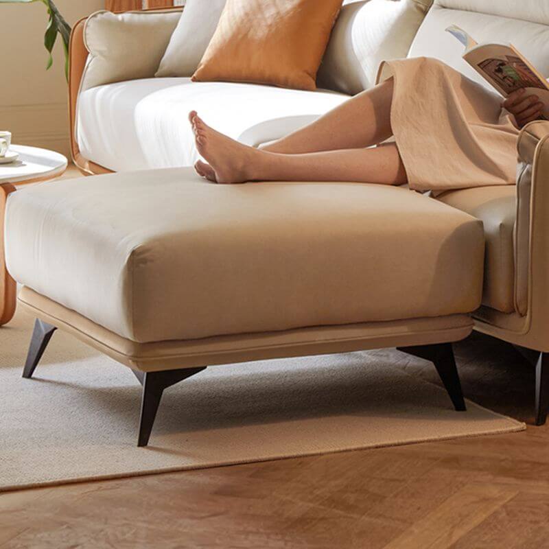 Modern Simple Style Square/Rectangular Solid Color Footstool with Beige Upholstery and Sponge Filling Secondary image