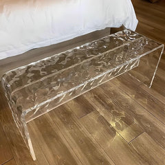 Durable acrylic accent bench for versatile decor styles