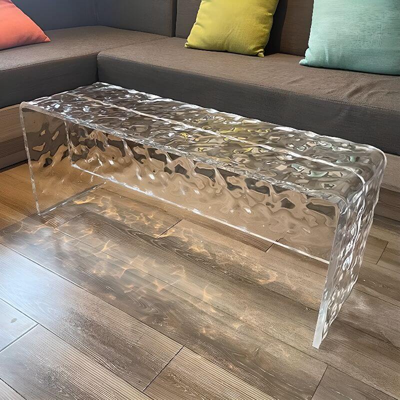 Non-upholstered clear bench with minimalist design