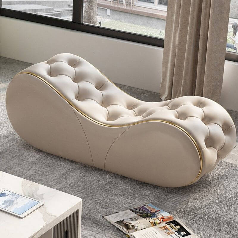 Beige modern ottoman front view