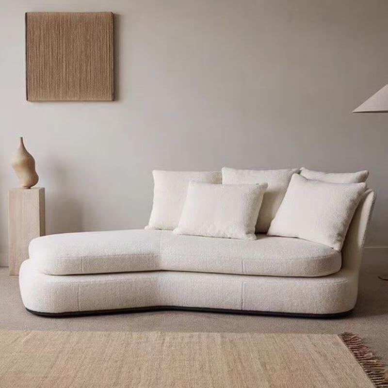 Elegant white lamb wool chaise lounge