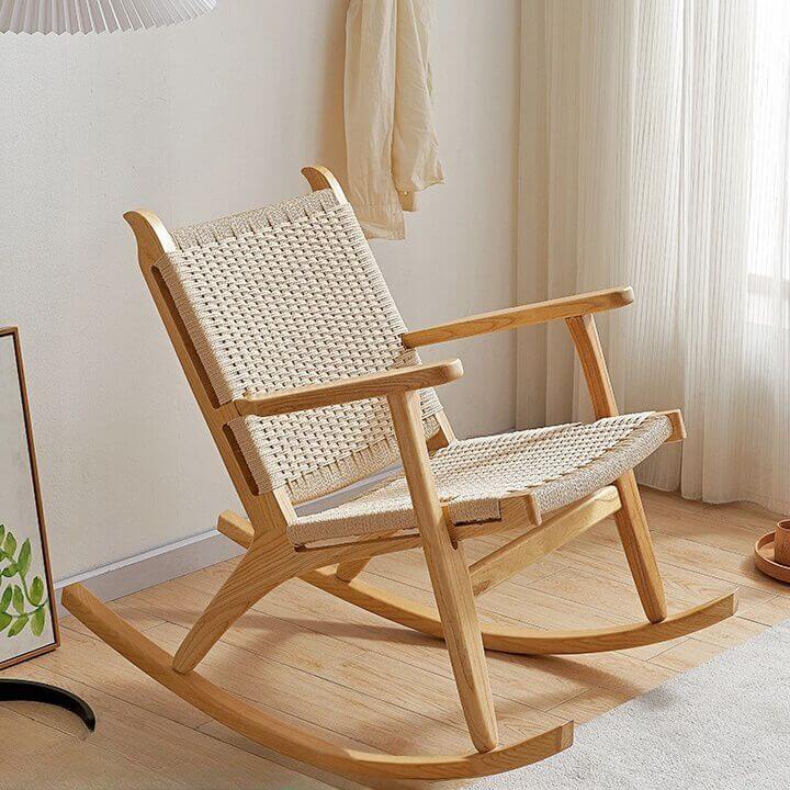 Wood rocking chair with ottoman