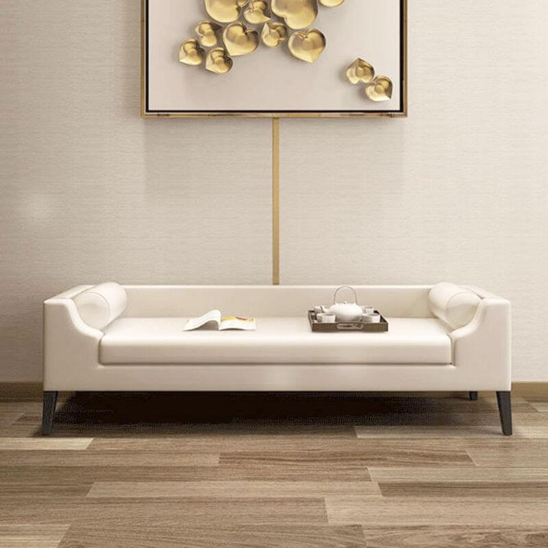 Moderner Einfacher Stil Holz Grau/Beige Upholstered Sitzbank Indoor mit Armlehne und Rückenlehne Zweitbild