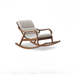 Modern wooden rocking chair in light gray upholstery