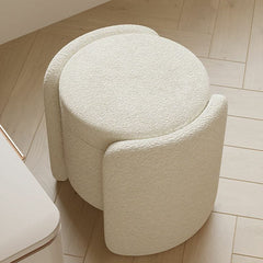 Modern Simple Vanity Stool in White Velvet