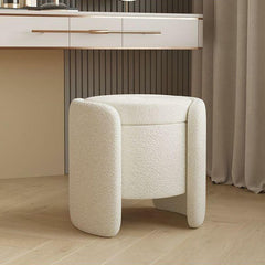 Green Upholstered Vanity Stool with Storage