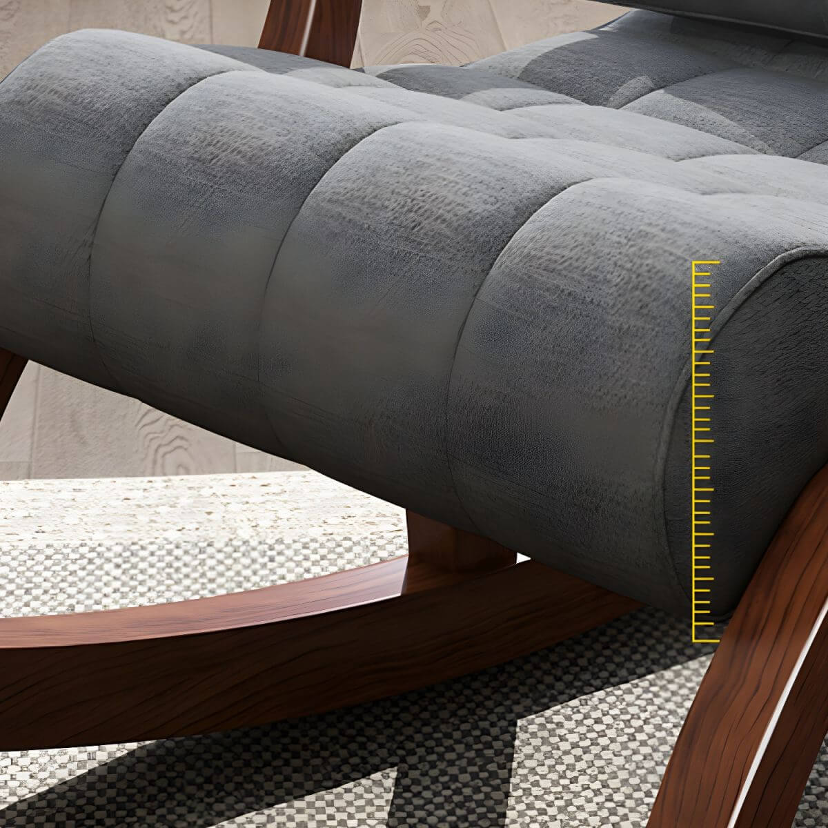 Modern rocking chair in light gray upholstery